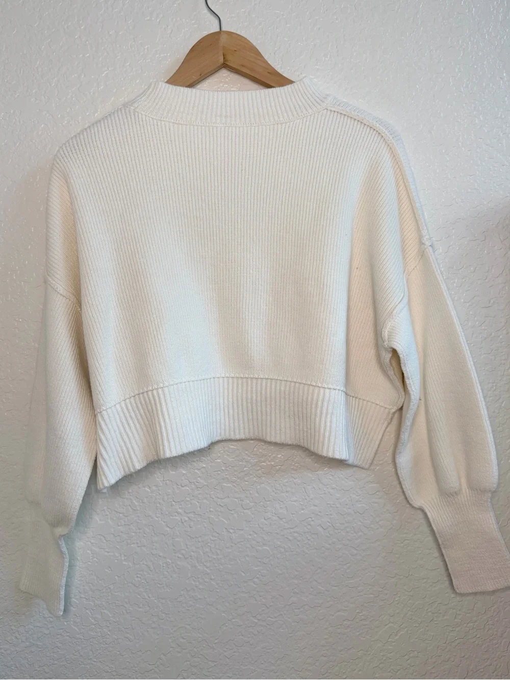 Free People Easy Street Cropped Pullover Knit Sweater Ivory White XS